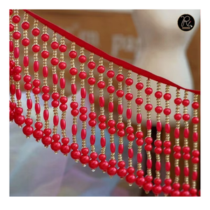 Franges de perles de qualité supérieure pour l'embellissement des vêtements, les vêtements ethniques, les accessoires de mode, la décoration intérieure et l'artisanat créatif - Product Image 1