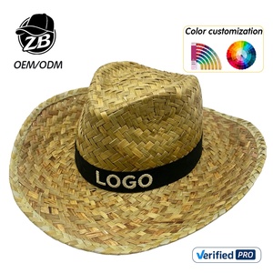 Vintage <b>Western</b> Wide Brim Cowboy Kwai Straw <b>Hat</b> for Men Women Natural Hand-woven Sun Protection Panama Fedora <b>Hat</b> - Product Image 1