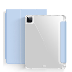 Funda Triple para Tablet <span class=keywords><strong>Samsung</strong></span> Galaxy <span class=keywords><strong>Tab</strong></span> A8 10.5 <span class=keywords><strong>SM</strong></span> <span class=keywords><strong>X200</strong></span> X205 con Cuero PU y Cubierta Trasera Transparente de TPU Suave - Product Image 1