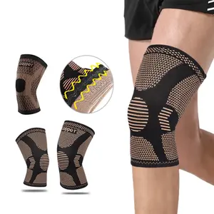 नायलॉन स्पैन्डेक्स लोचदार बुनना संपीड़न तांबा घुटने आस्तीन समर्थन