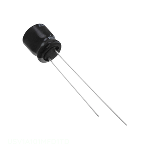 Condensateur radial TH en aluminium à trou traversant 100 µF 20 % 10 V, référence USV1A101MFD1TD, Distributeur agréé - Product Image 1