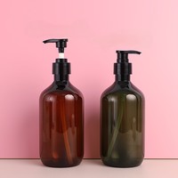 Bouteilles de savon liquide après-shampooing vert foncé ambré écologique 300/500ml PET/PP pompe couleur personnalisée bouchon pompe pulvérisateur