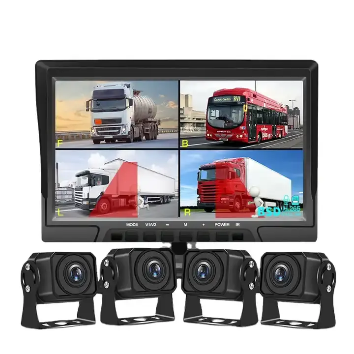 BSD 10.1 inç 4 kanal AHD Quad monitör Video kaydedici kamyon araç okul otobüsü için ters dikiz kamera