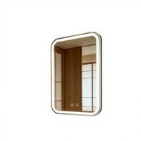 Miroir de salle de bain minimaliste carré encadré, style hôtelier, best-seller, oxydé, intelligent, lumineux, mural, anti-buée, à LED