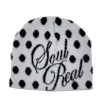 Bonnet en tricot jacquard à pois style streetwear, bonnet d'hiver doux, moelleux et extensible, couvre-chef personnalisé avec logo, vente en gros