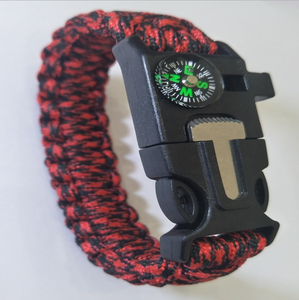 Di Vendita calda Su Ordinazione Gli Uomini del Cavo Del Braccialetto Con La Bussola di Campeggio Esterna Di <span class=keywords><strong>Sopravvivenza</strong></span> Di Emergenza Fuoco Flint Whistle - Product Image 2