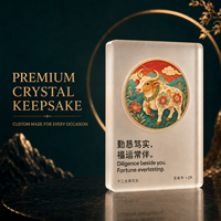 Plaque de récompense personnalisée en cristal du zodiaque chinois, imprimée UV, motif animal personnalisé, trophée cadeau avec logo