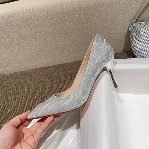 Chaussures de mariée or champagne et argent pour femmes Printemps 2023 Élégantes Chaussures de créateur de niche <span class=keywords><strong>Talon</strong></span> fin Paillettes <span class=keywords><strong>Talon</strong></span> aiguille - Product Image 5
