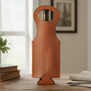 Bolsa de vino retro de cuero PU transfronteriza, bolsa de almacenamiento para una sola botella de vino tinto, bolsa para licor grabada con láser, regalo. - Product Image 4