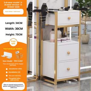 Armoire de salon de barbier moderne et table miroir avec support de rangement pour sèche-cheveux Construction en métal et fer - Product Image 6