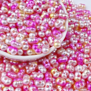 Perles d'arachide 4x8mm dégradées bicolores en résine plastique, perles intercalaires DIY pour chaînes de téléphone, pendentifs de voiture, porte-clés - Product Image 2