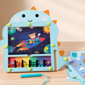 Gioco Educativo in Legno a Forma di <span class=keywords><strong>Dinosauro</strong></span> con Perline e Labirinto, per Bambini, Sviluppa Abilità Manuali - Product Image 1