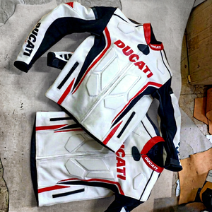 Blouson de moto en cuir imprimé Ducati Corse Tricolore pour les propriétaires de Panigale V4, coupe-vent unisexe pour le printemps, 220g, manches longues - Product Image 1