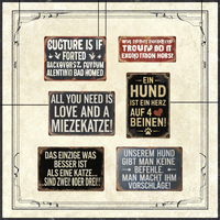 Art mural en métal de style vintage drôle pour chat et citation allemande signe en étain avec conception de plaque en étain de chien imprimé UV