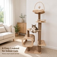 Arbre à chat intégré en gros, mobilier créatif pour animaux de compagnie peu encombrant avec lit pour chat capsule spatiale et plateforme de repos pour la maison