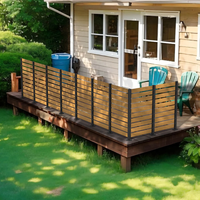 Panneau de brise-vue en bois personnalisable avec piquet métallique pour climatiseur, clôture extérieure à lattes, étanche, résistant aux UV, modélisation 3D