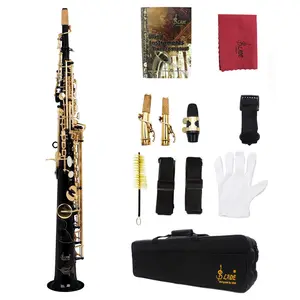 SLADE Black Straight Soprano Saxophone Sax Professional Instrument Gold Key Soprano Saxophone