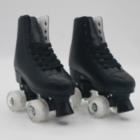 Patins à roulettes rétro noirs à tige haute, roues en PU avec lumière, patins à 4 roues pour loisirs intérieurs et extérieurs