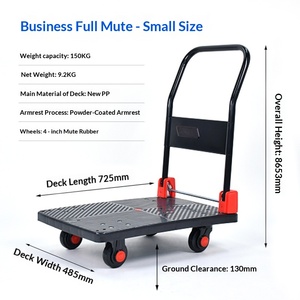 Folding 4-Wheel Cargo Cart With Textured Platform And Red Wheels For Home Use Assembled - Product Image 6