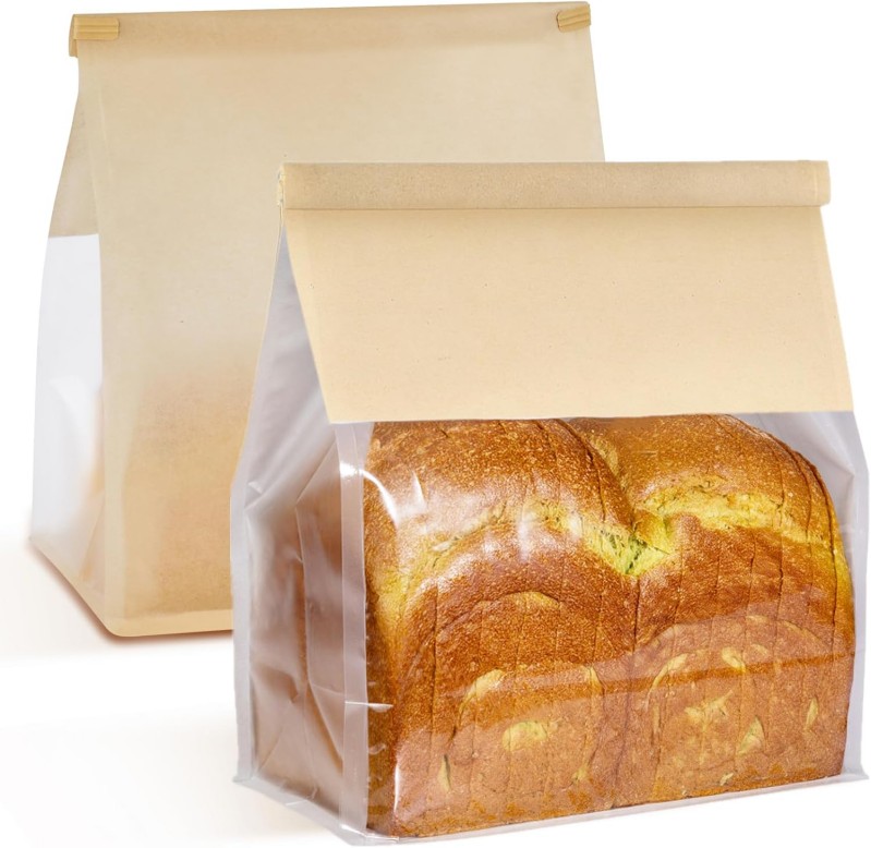 Custom Resealable Kraft Paper Toast Packing Bags Biodegradable Eco-Friendly Moisture Proof Reusable Self Adhesive Seal Handle