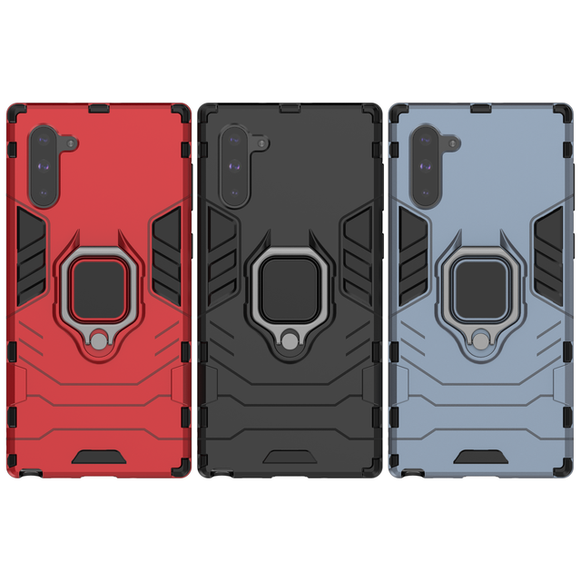 Phone Case for Samsung Note 10 with Anti-fall Rugged Armor 2 in 1 Functionality Mobile Cover Ring Holder