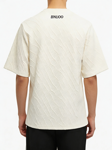 <span class=keywords><strong>T</strong></span>-shirt à manches courtes pour homme, col rond, é<span class=keywords><strong>t</strong></span>é, texture 3D, <span class=keywords><strong>t</strong></span>-shirt extensible en jacquard avec logo brodé - Product Image 2