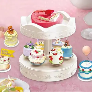 Creativo moda rotante Mini Dessert piatto grigio e materiale PVC torta Display Sushi Maker