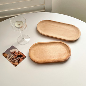 Plateaux en bois ronds et ovales en hêtre, plat de service pour lait et desserts, élégant coffret cadeau de style japonais - Product Image 2