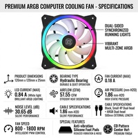 Ventilateur de châssis d'ordinateur silencieux à roulement à billes RGB multicolore 12 cm, 37,8 CFM, nouveau design, matériau de dissipateur thermique en plastique, pour l'exportation