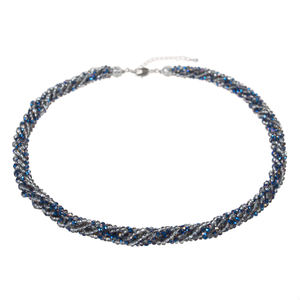 Collier en cristal de verre violet de 18 pouces avec 4 rangées de perles facettées, collier en cristal torsadé de 3 mm - Product Image 1