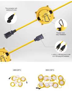 Luces LED de Cadena para Construcción con Clasificación IP65, Luz Blanca Fría, hasta 9000LM, 50 pies/100 pies de Longitud, Regulables, Garantía de 5 Años, Certificación CE, Venta al Por Mayor - Product Image 4