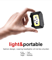Lampe frontale LED rechargeable haute puissance, étanche IP44, avec détecteur de mouvement, lumières rouges/vertes/lumière du jour, charge USB Type-C, portée de 120 m