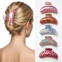 Pince à cheveux Fanxing personnalisée en acétate de cellulose, motif marbré semi-circulaire, pince requin irisée, luxe, vente en gros, usage quotidien