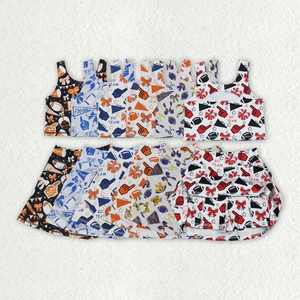 Conjuntos Deportivos de 5 Colores para Bebés Niñas, Estilo Western, con Lazo de Animadora de Fútbol, Top Corto y Falda Corta para Yoga - Product Image 1