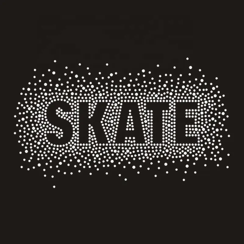 Benutzer definierte bling Kristall Brief Skate Strass Eisen auf Transfer Hotfix für Hoodies und T-Shirts