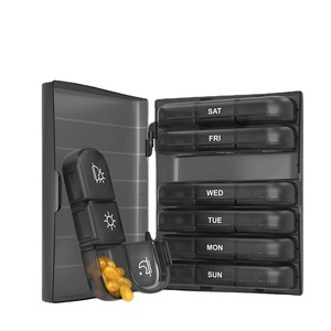 Nouvelle Boîte à Pilules Noire Personnalisable en Gros, Système de Classification Sept Jours, Compartiment Portable en Plastique pour Médicaments - Product Image 3