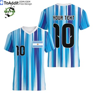 <span class=keywords><strong>Camiseta</strong></span> de Fútbol Personalizable de Secado Rápido con Rayas Estilo Argentino y Tailandés, Sublimación con Nombre y Número del Equipo de <span class=keywords><strong>Argentina</strong></span>, Ropa Deportiva de Fútbol - Product Image 5