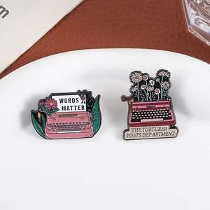 Spille in Lega di Zinco con Motivi Floreali e Cartoni Animati, Badge 'Love <span class=keywords><strong>Tortured</strong></span> Poets Department Words Matter' - Product Image 1