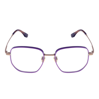 Monturas Ópticas de Diseño Moderno en Titanio IP, Color Oro Púrpura Brillante, Monturas de Gafas Coloridas para Mujer, Tendencia en Lentes