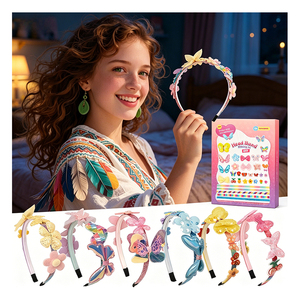 Set de Diseño de Accesorios para el Cabello para Niñas, Alas de Mariposa, Corona de Perlas, Decoración con Pompones, Suministros para Manualidades Hechas a Mano, Paquete de Regalo - Product Image 6