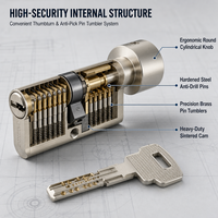 Cylindre de serrure de porte antivol de style européen avec profil ThumbTurn