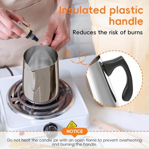 หม้อหลอมเทียนสแตนเลส 304 ขนาด 800 มล. พร้อมหูจับทนความร้อน ฝาปิดแบบไม่มีหยดน้ำ และพวยเทแบบไม่ไหลหยด - Product Image 5