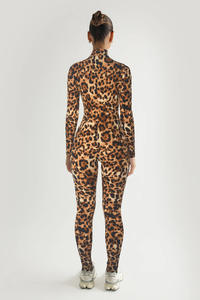 2025 pense femmes coupe ajustée imprimé léopard barboteuses taille haute moulante combinaisons Sexy décontracté combishorts pour le printemps automne - Product Image 6