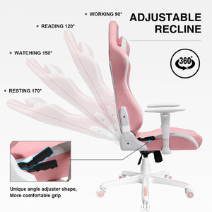 Vente en gros de chaise pivotante <span class=keywords><strong>PC</strong></span> de course de haute qualité personnalisable rose design ergonomique en cuir chaises de jeu inclinables pour la maison - Product Image 5