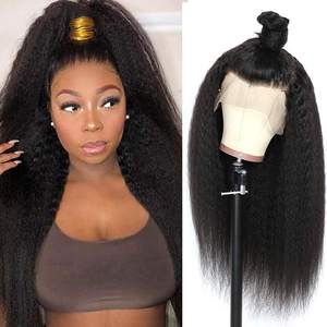 Perruque Lace Front HD Transparente 13x4 en Cheveux Humains Bruts Afro Kinky Straight Yaki Pré-épilée, Vente en Gros à Prix Abordable - Product Image 4