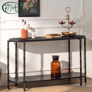 Vintage Style <b>Console</b> <b>Table</b> <b>Black</b> Wood Top Baking Paint Entryway Hallway Living Room Decoration Simple Design - Product Image 2