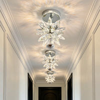 Plafonnier design floral en cristal K9 chromé, éclairage décoratif pour villa, hôtel, couloir, entrée