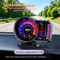 Compteur de vitesse numérique populaire 2026 P28 OBD2+GPS pour voiture, jauge numérique multifonctionnelle universelle avec affichage tête haute HUD