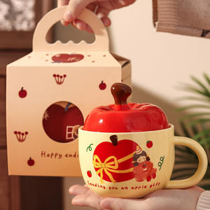 Adorable Apple Shaped Ceramic <strong>Mug</strong> With Lid Perfect Gift for Her Birthday or <strong>Friendship</strong> Day - Product Image 4