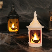 Lanterne citrouille d'Halloween avec poignée, bougie LED sans flamme pour table, fête, intérieur, extérieur, décoration de maison hantée